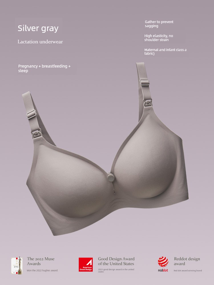 Wu Yuan Nursing Bra Anti-SAG Push up Postpartum Summer Thin Nursing Special Nursing Intimates Pregnant Women Big Chest Special — 2