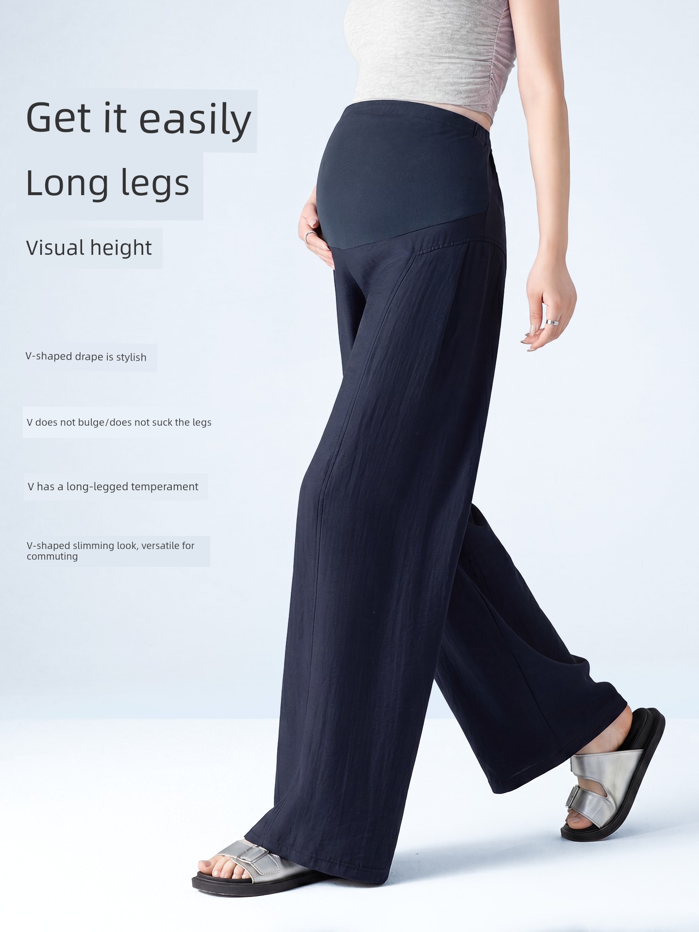 Jq Jingqi Maternity Pants for Spring and Summer, New Style Linen Thin Wide-Leg Pants That Don'T Tighten Around the Belly during Pregnancy — 2
