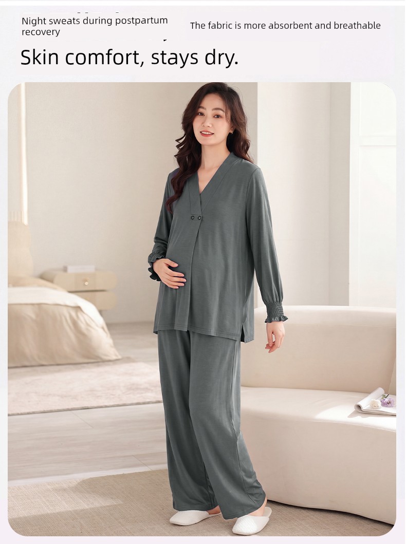 Cat People Maternity Nursing Pajamas 2026 New Thin Sweat-Absorbent Postpartum Special Maternity Nursing Homewear — 11