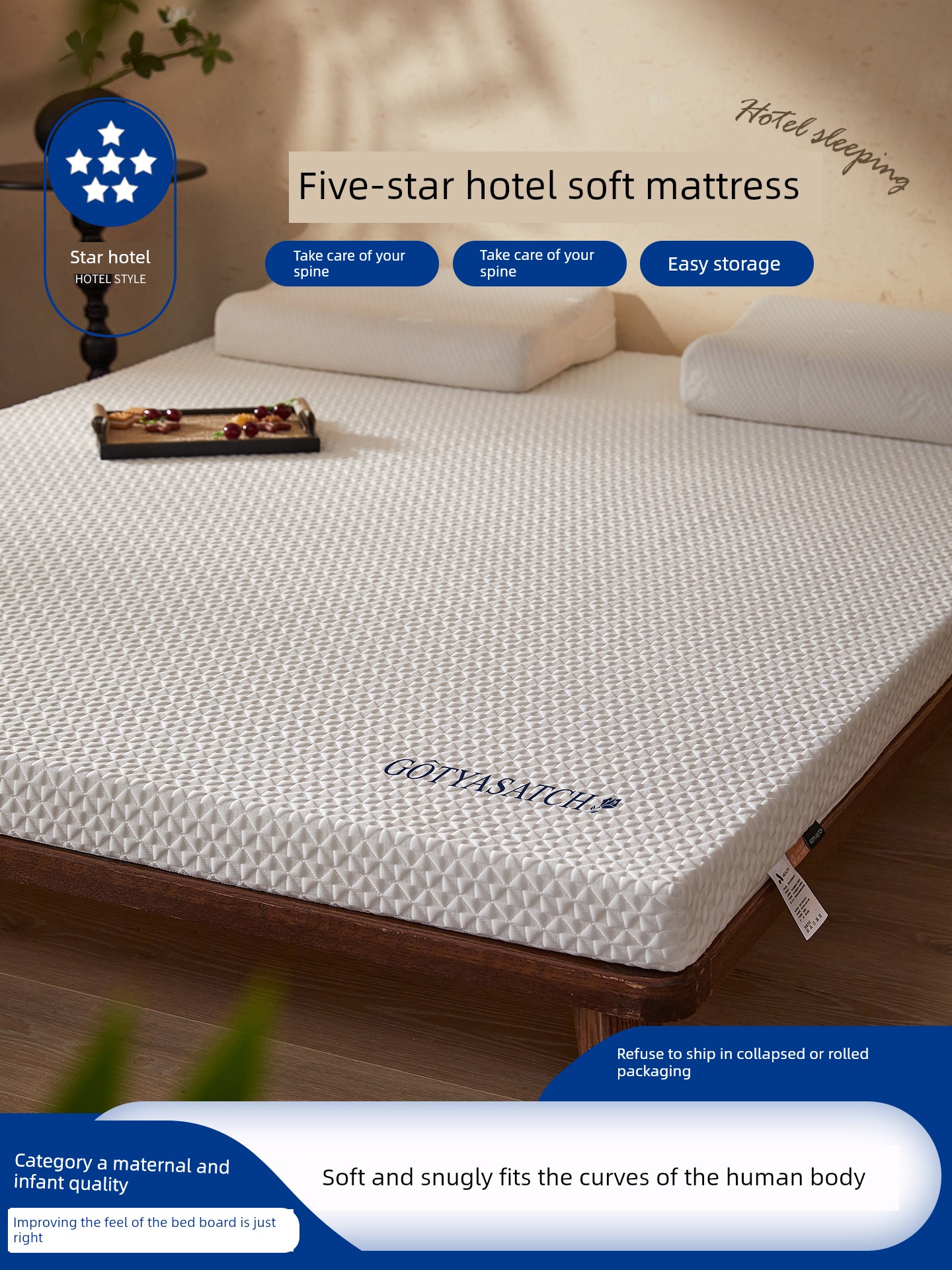 High-End Five-Star Hotel Memory Foam Mattress Soft Cushion for Home Bedroom Tatami Mat 180X200 Mattress Pad
