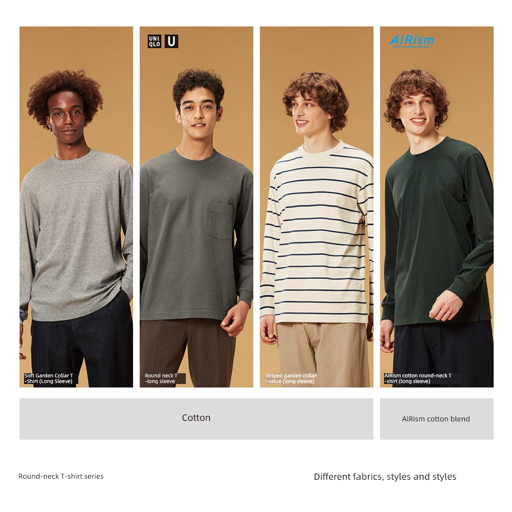 UNIQLO soft Long sleeve Autumn and winter New products Round neck T-shirt