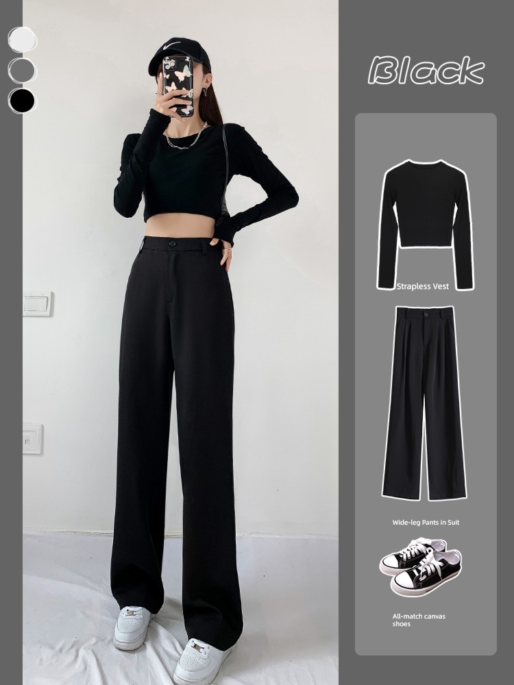High waist easy Minority Sense of design Mopping Wide leg pants