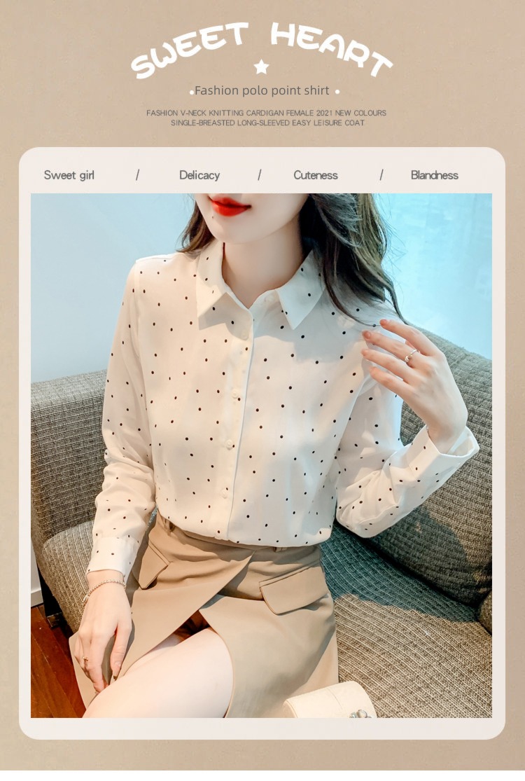 Hot money Long sleeve Wave point fashion jacket Chiffon shirt