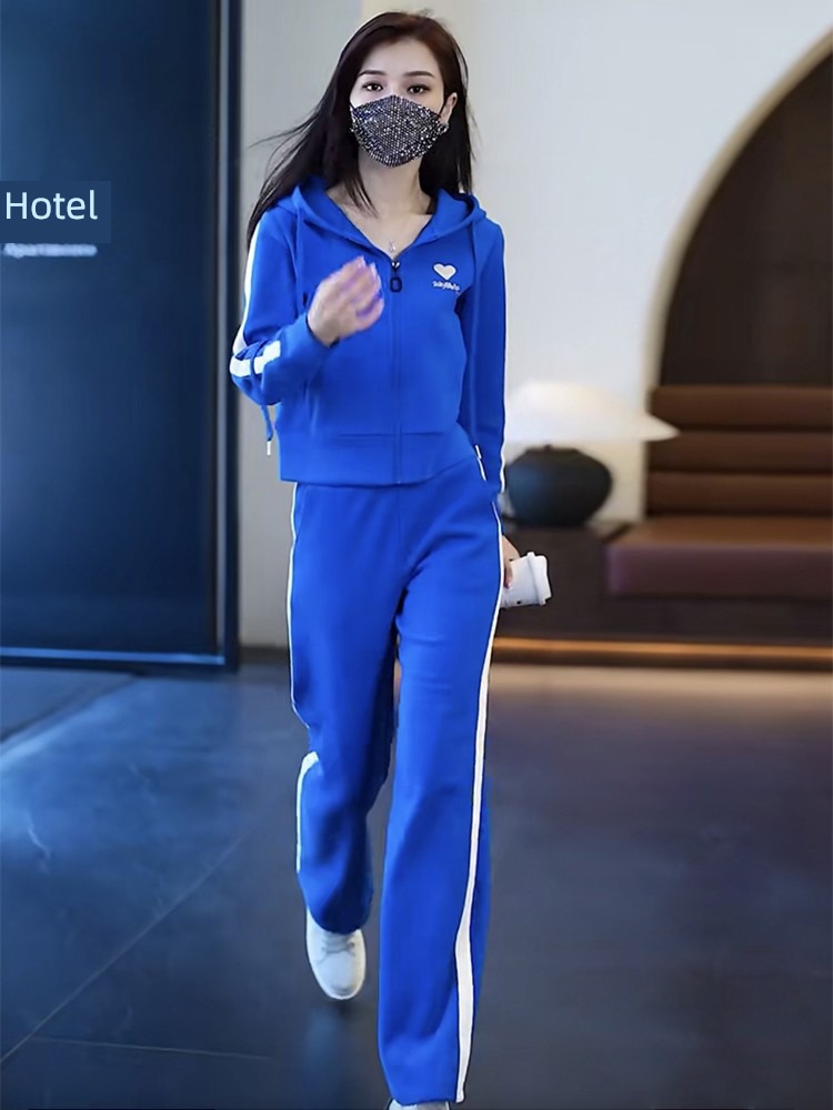 Foreign style Athletic Wear Casual suit ma'am Sweater 2023 spring The new Wide leg pants fashion Running clothes Two piece set