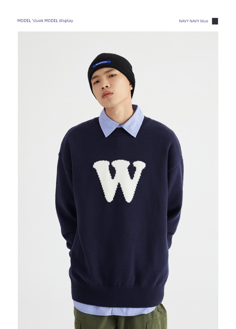 WASSUP letter leisure time trend Round neck men and women sweater