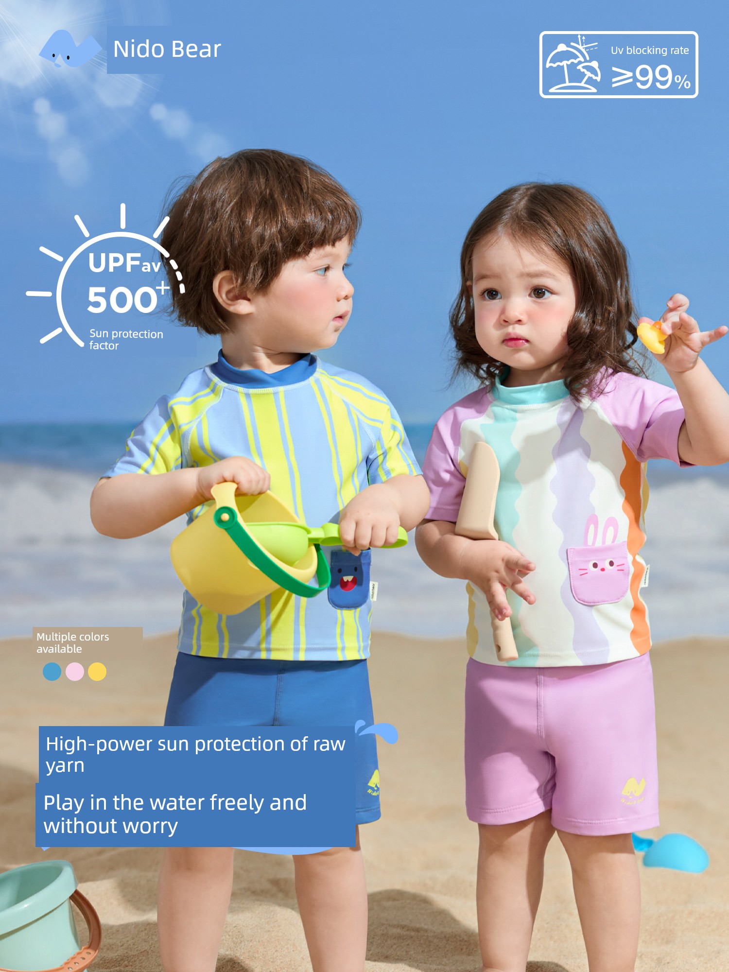 Nido Bear 26 Baby Swimsuit Bottoms Children's Swimsuit Two-Piece Kids' Sun-Protective Swimwear for 3-Year-Old Boys and Girls