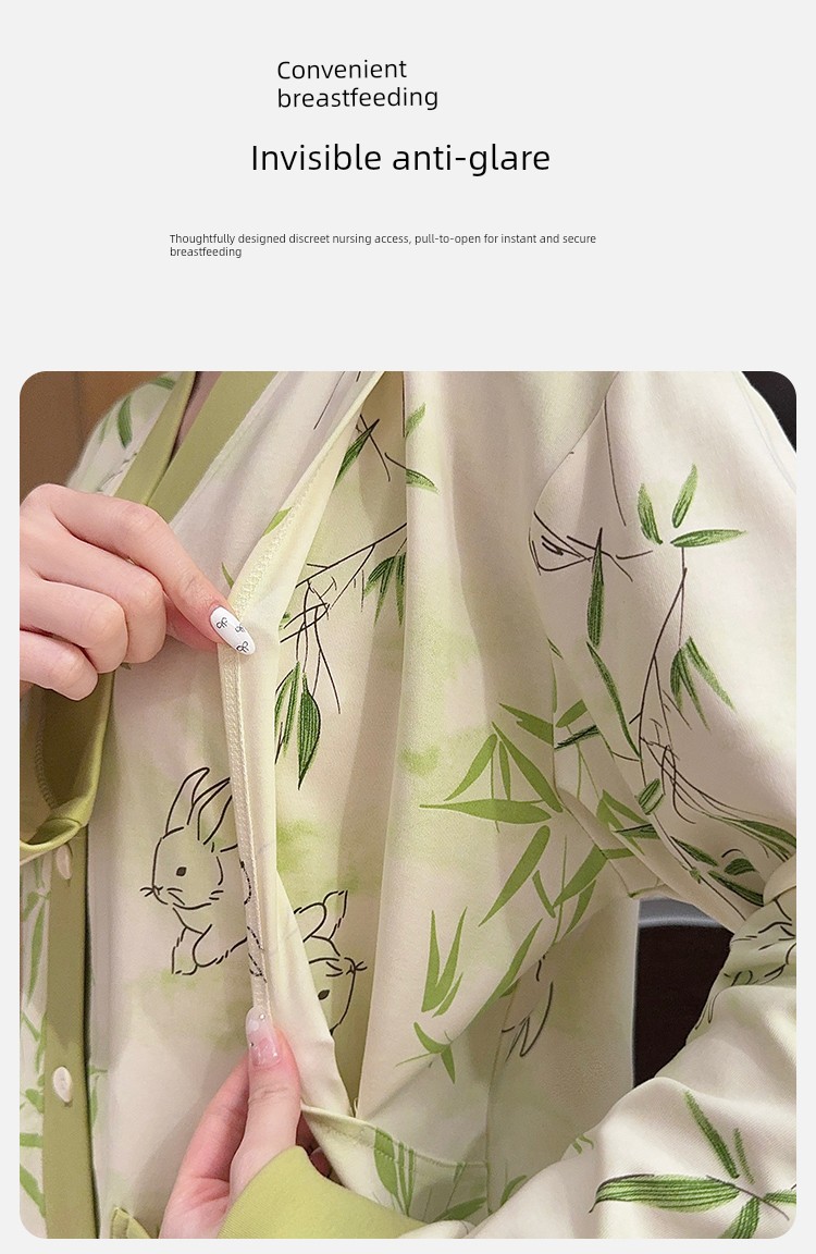 Pure Cotton Postpartum Clothing, Autumn and Winter Postpartum Nursing Pajamas for Women, Special for Breastfeeding, Spring and Autumn Maternity Home — 10