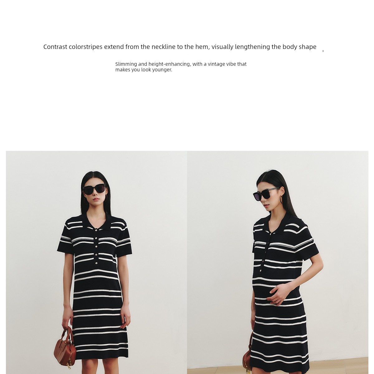 Sellynear Maternity Dress for Summer Wear 2026 New Fashion Striped Color-Blocking Pregnancy Knitted Nursing Dress — 13