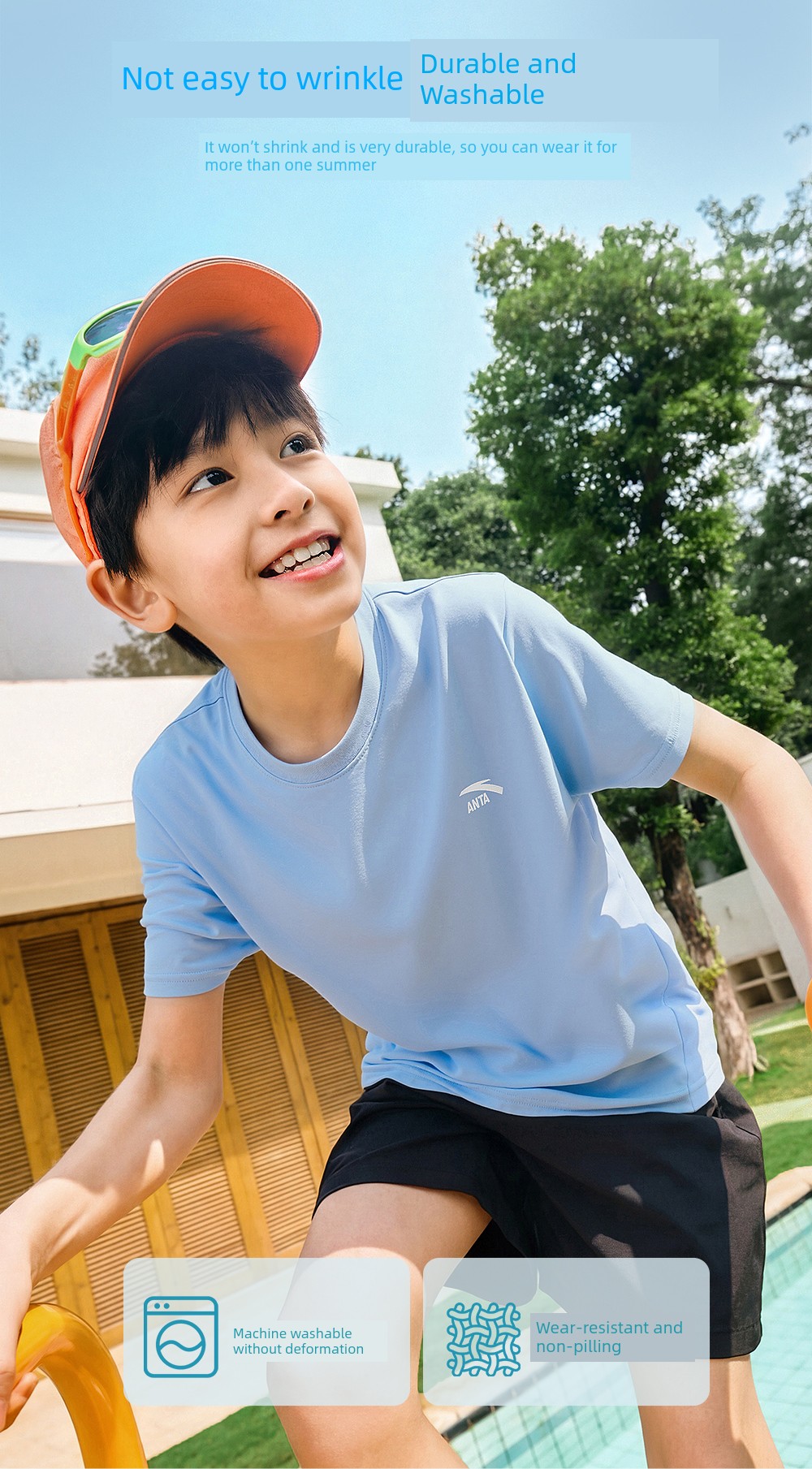Anta Kidsren's Long-Sleeved T-Shirt Long-Sleeved Outdoor Sports Quick-Drying Boys' Short-Sleeved 2026 Spring & Fall New Youth Kidsren's Clothing — 21