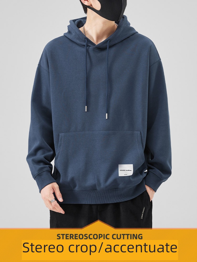 Sweater man Autumn and winter Chaopai easy Hooded leisure time Put on your clothes winter thickening keep warm Pounds Long sleeve loose coat