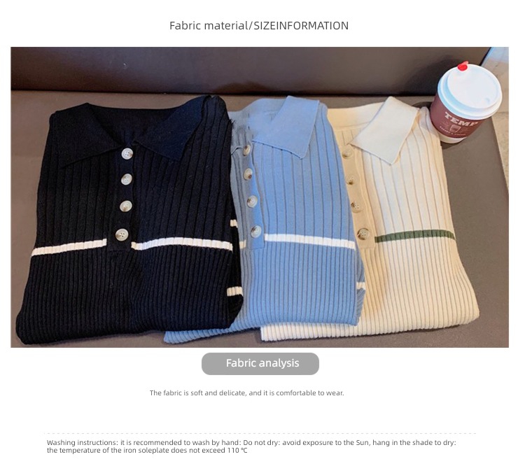 Polo knitting Early autumn Foreign style stripe Inner lap Undershirt