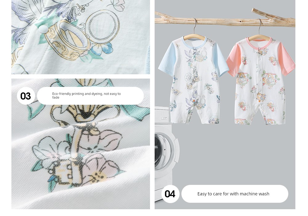 Beitais [Little Cool Skin] Baby Clothes Summer Thin Style Baby Romper Three-Quarter Sleeve Pajamas Pure Cotton Air Conditioning Suit — 27