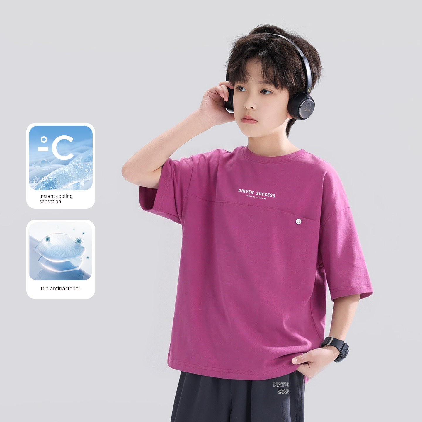 Zuoxi Children's Clothing Boys' Short-Sleeve T-Shirt Children's Cool Summer Wear 2026 New Model Boys' Large Children's Class a Antibacterial Top Trendy — 4