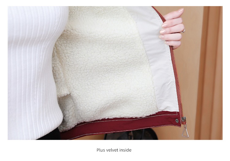 loose coat female Retro Hong Kong flavor cotton work clothes Jacket lamb