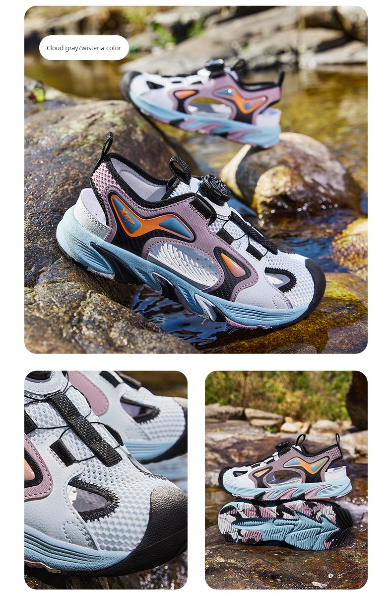 Xtep Children's Shoes, Boys' Sandals, Big Children's Shoes, New Summer Sandals, Rotating Buckle, Hollow Design, Non-Slip, Wear-Resistant Beach Shoes — 6