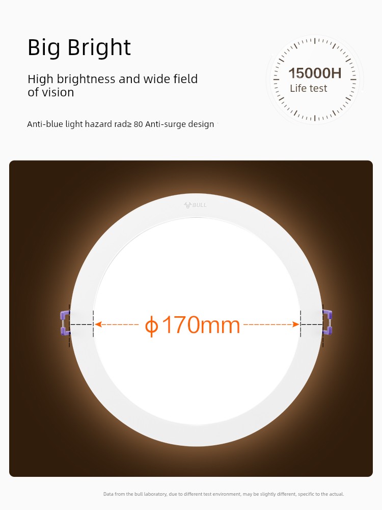 Bull Brand Recessed Downlight 12cm Hole Downlight for Commercial Use in Shops, Led Downlight with 10cm Opening, Same Model as Used by Yang Mi