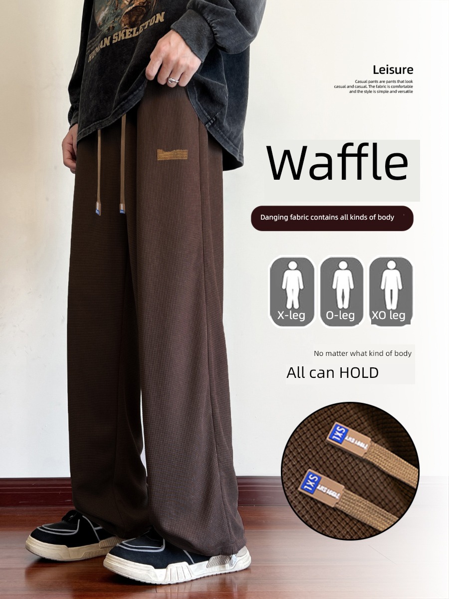 tide Spring and Autumn motion High street Broad leg leisure time trousers