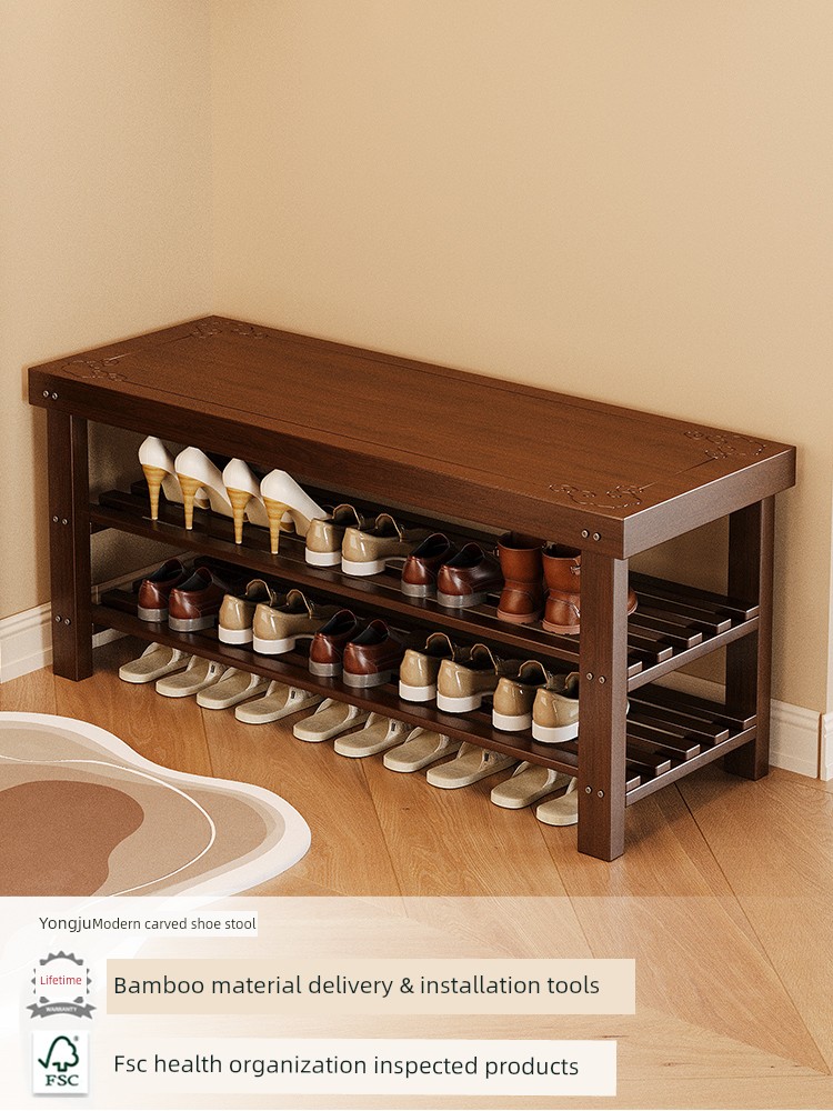 Shoe-Changing Bench for Home Entrance, Shoe Cabinet with Integrated Seating, Non-Solid Wood Shoe Rack, Long Bench