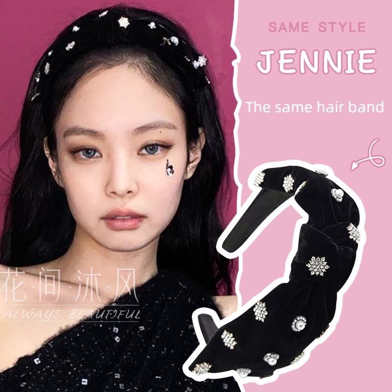 Jennie female Versatile French velvet bow hair hoop