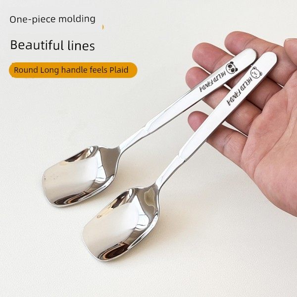316 stainless steel square head spoon long handle spoon rice spoon large soup spoon thick coffee stirring spoon children's spoon