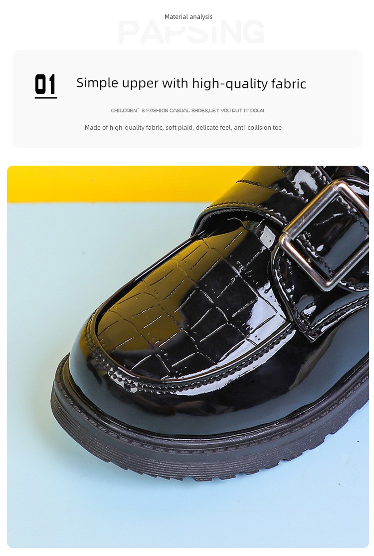 Boys' Black Leather Shoes, British Style, Casual and Stylish, Comfortable for Men, Great for Summer, Very Attractive, Student Shoes, 2026 New Model — 7