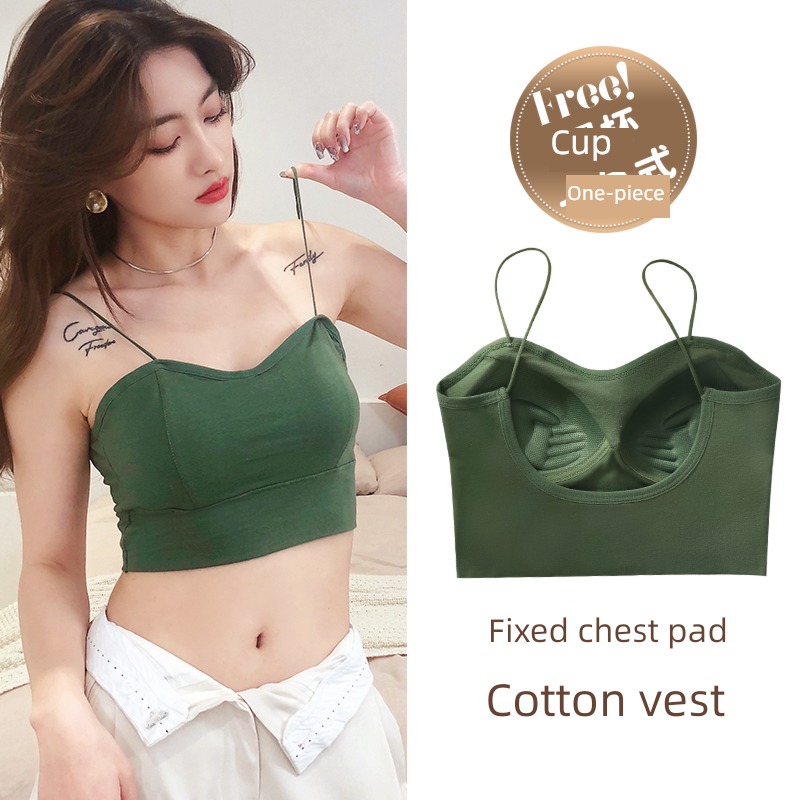 Beautiful back fixed cup pure cotton Exposed navel sexy female camisole