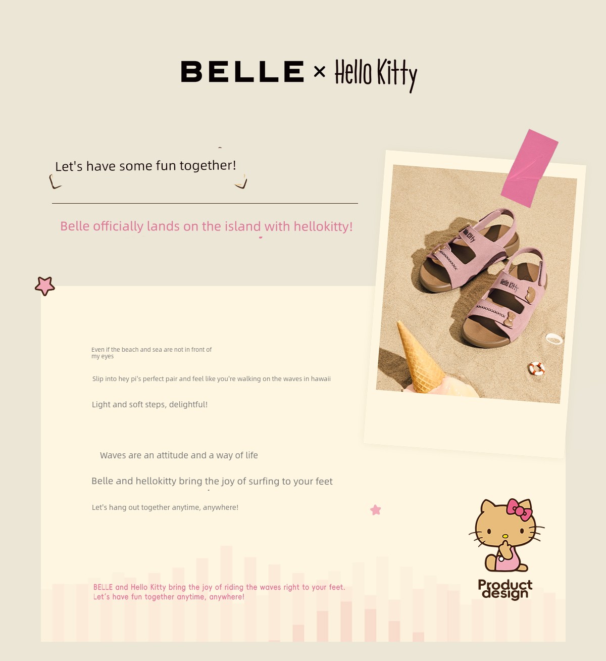 Belle Hello Kitty Collaboration Model Sea Salt Toast Shoes Girls' Sandals Hello Kitty Casual Beach Summer Slippers — 1