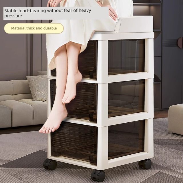 Storage cabinet drawer multi-layer plastic thickened office desk movable file storage bedside table