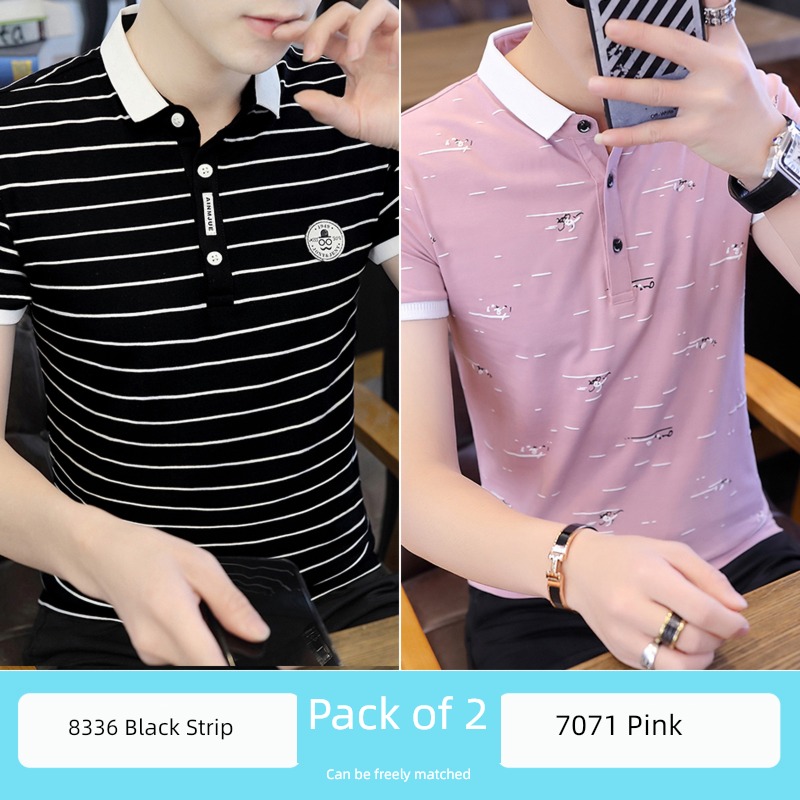 Self-cultivation Shirt collar stripe Half sleeve man summer wear
