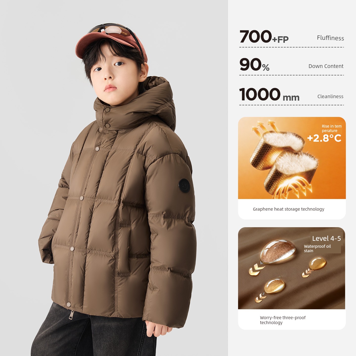 Zuoxi Children's Clothing Boys' down Jacket Winter Warm 2026 New Model Kids' Triple-Protection Thermal Storage Puffer Jacket for Older Children — 8