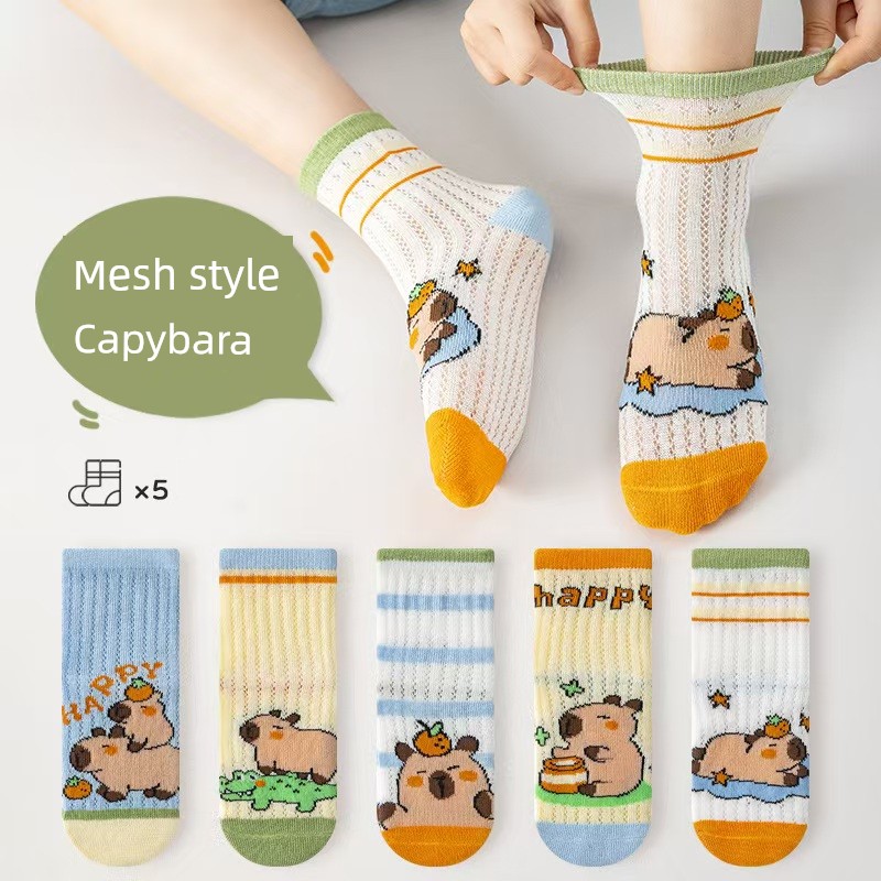 Kappabala Boys' Socks Summer Thin Children's Cotton Socks Ultra-Thin Mesh Cartoon Girls' Baby Summer Mid-Calf Length Socks — 2