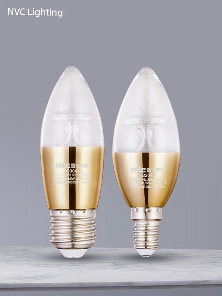 NVC Lighting E14 Screw LED Bulb Candle Light Pointed Electric Bulb Crystal Chandelier Light Source Energy-Saving Lamp Super Bright