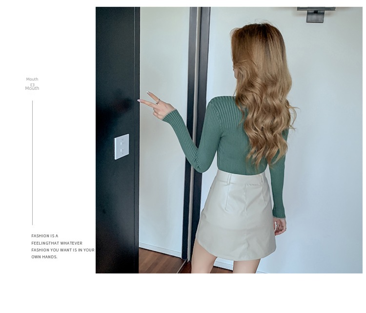 Half high collar Long sleeve jacket Korean fashion Sweater