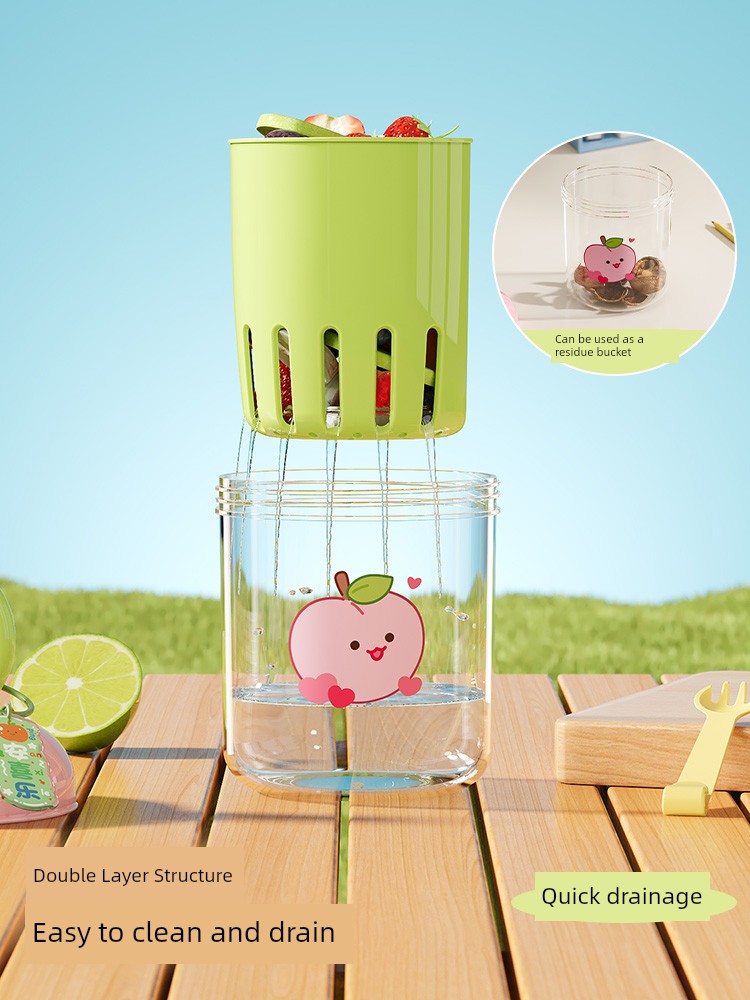 Onlycook Portable Fruit Cleaning Cup with Fork for Students and Children, Fresh-Keeping Sealed Breakfast Cup, Picnic Salad Cup