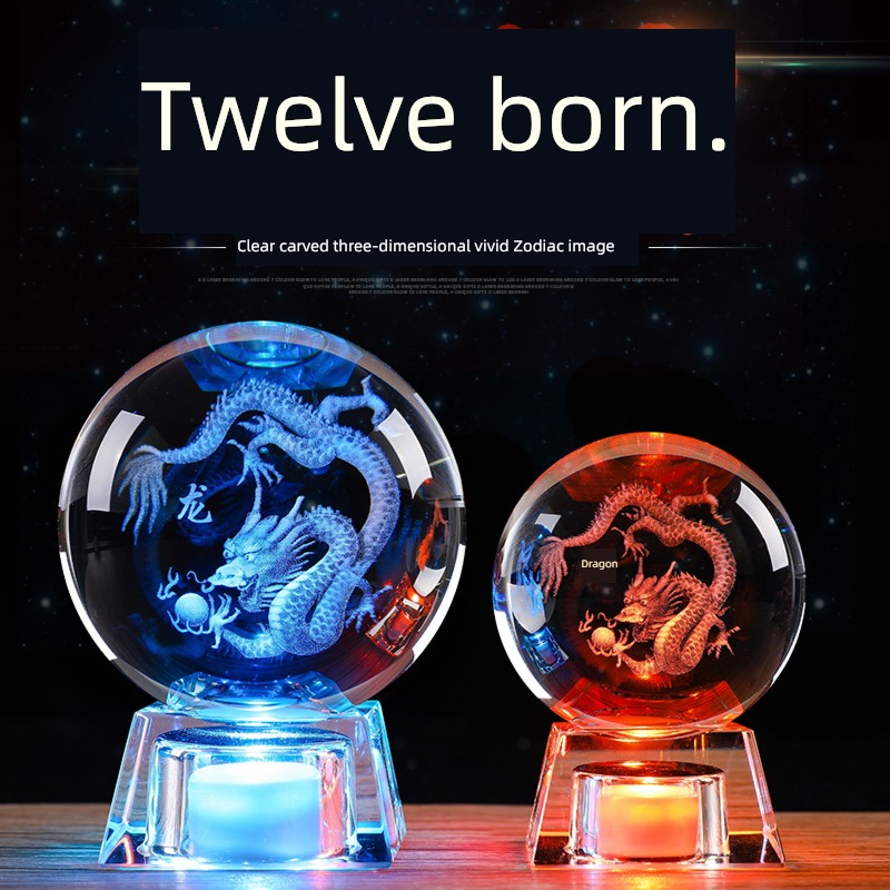 originality Crystal ball Chinese Zodiac a birthday present give confidante friend Male classmate decorate Arts and Crafts luminescence Ornaments