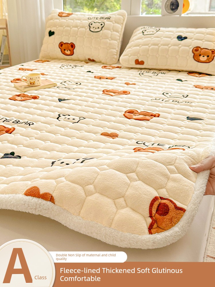 Milk Velvet Mattress Pad Soft Cushion for Home Use, Thickened for Dormitory Students, Single Bed Pad, Winter Fleece Blanket Mattress