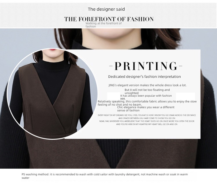 Age reduction Wool Autumn and winter Show thin Vest Dress