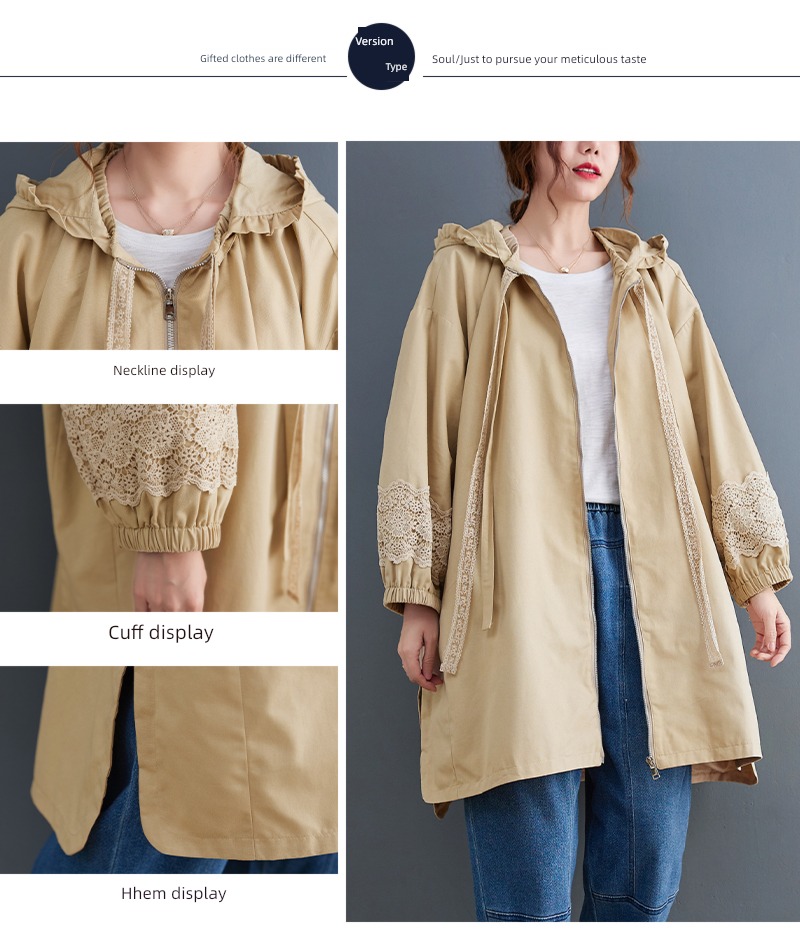 loose coat female Fat mm leisure time Medium and long term Windbreaker loose coat