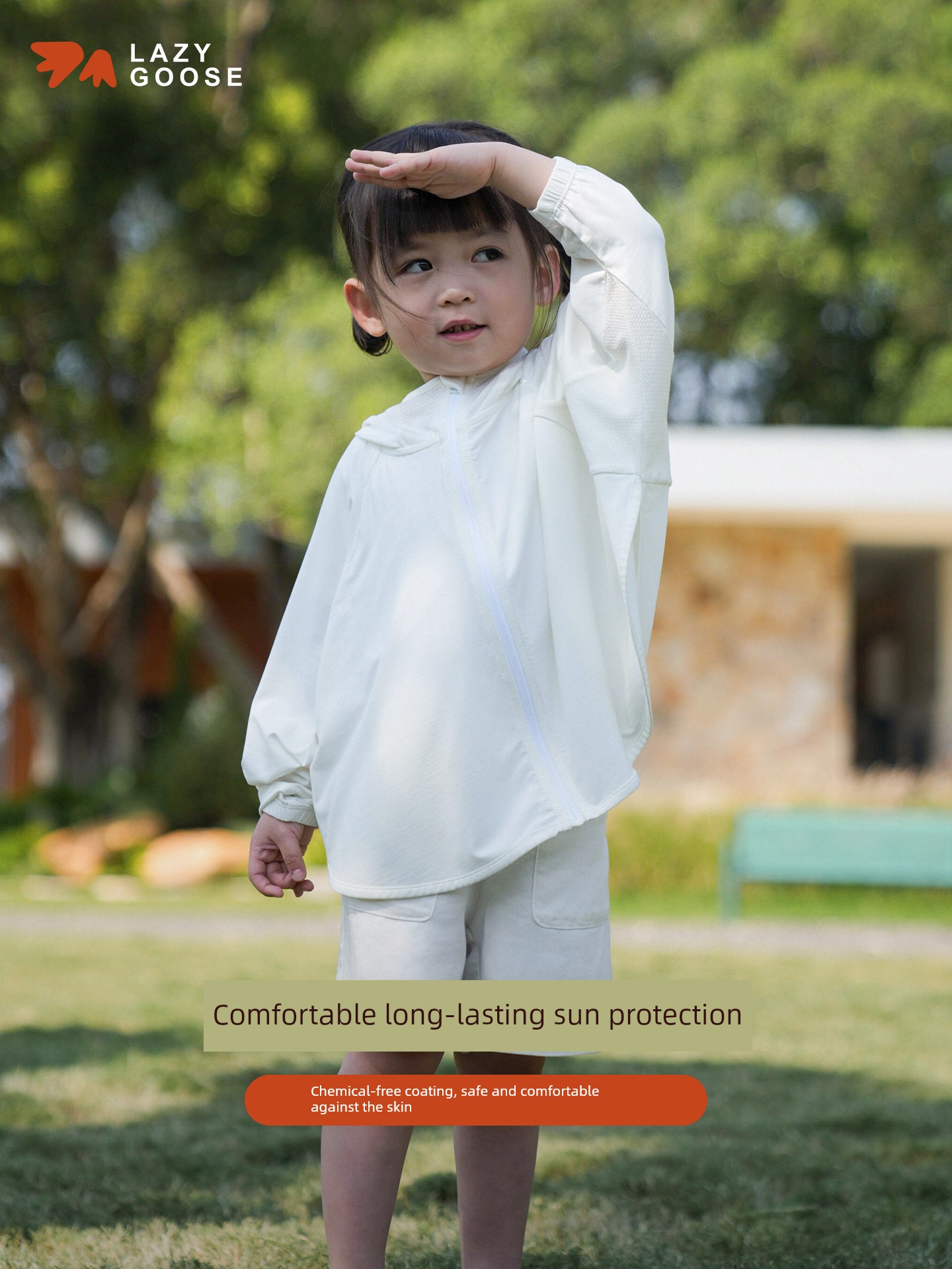 Lazy Goose Baby Mulberry Silk Sun Protection Cloak-Style Outdoor Sunscreen Clothing Spring and Summer Cool Feeling Toddler Jacket Lightweight and Breathable — 2