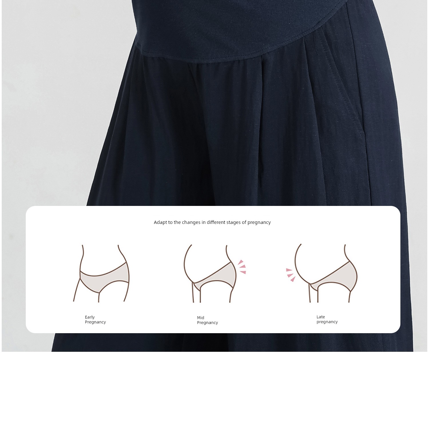 Maternity Premium Wide-Leg Pants Summer Thin Lyocell Cool Linen Casual Pants Ice Silk Draped Maternity Trousers — 8