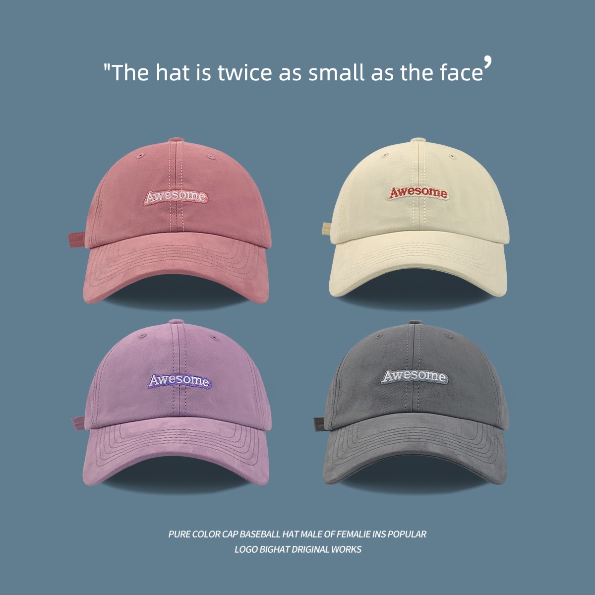 pinkycolor  female Baseball cap Soft roof Embroidery Big head circumference