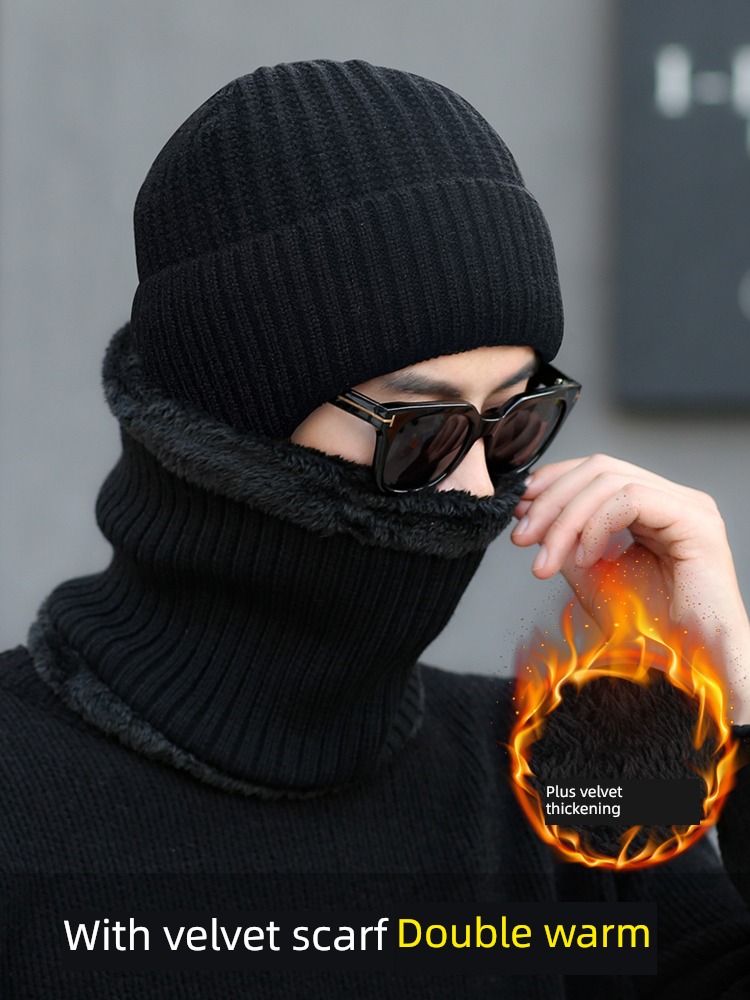 2022 winter Wool Hat men and women Plush thickening Knitted hat keep warm Ear protection Cotton cap Neckline Cap Lei Feng hat