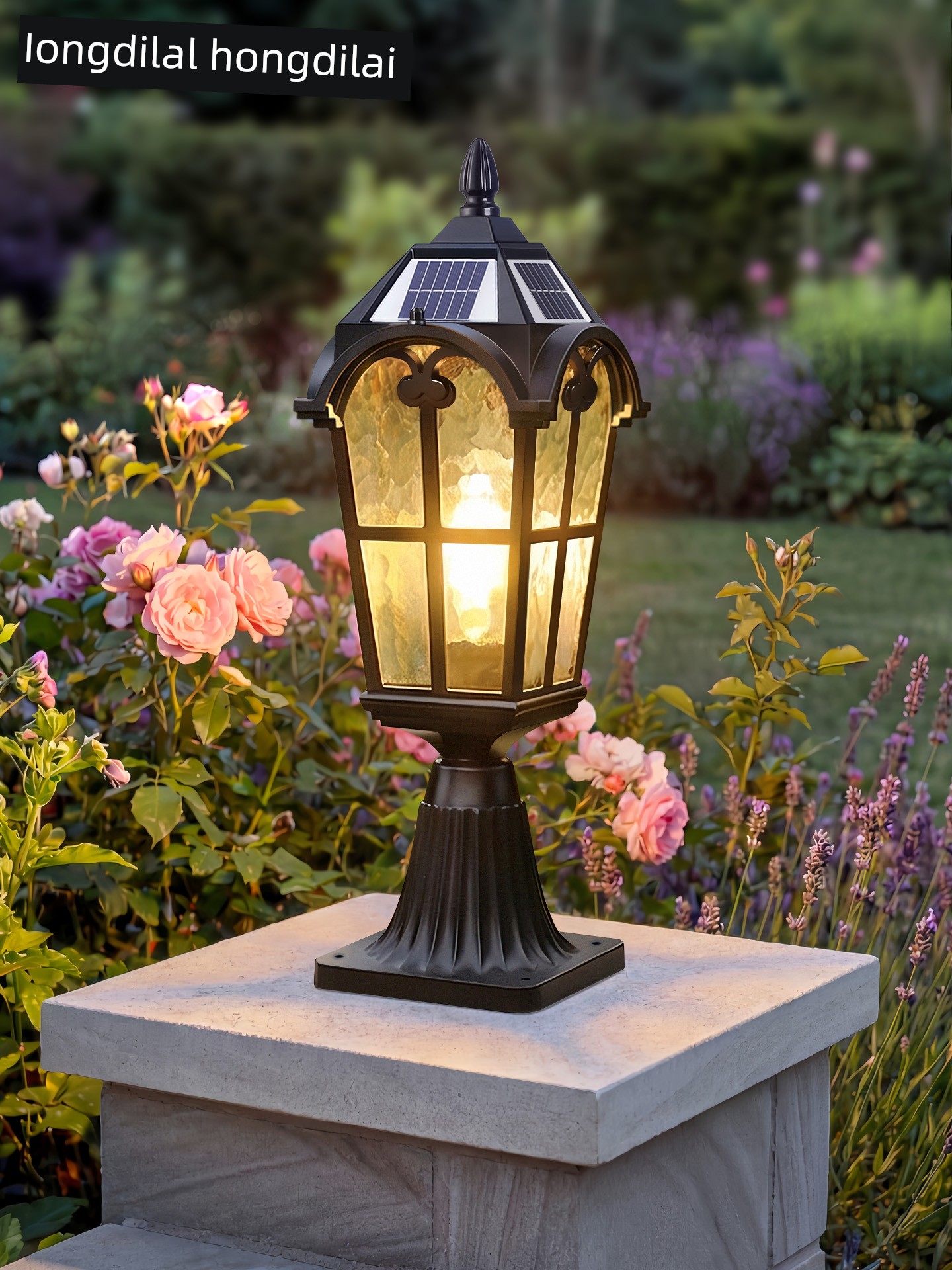 Solar Column Head Lights, Outdoor Waterproof Fence, Courtyard Gate Pillar Lighting, Courtyard Villa Gate Pillar Lights on Both Sides of the Gate
