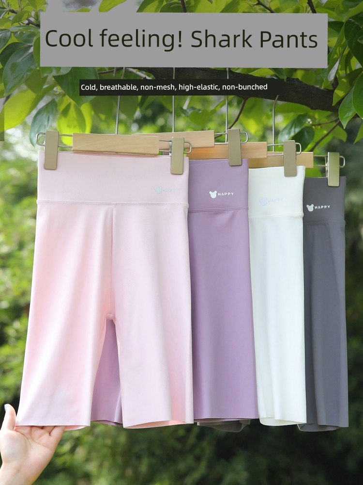Girl Half Length Shark Pants Summer Thin Kids Ice Silk Quick-Drying Sports Shorts Outwear Yoga Tight-Fitting Leggings