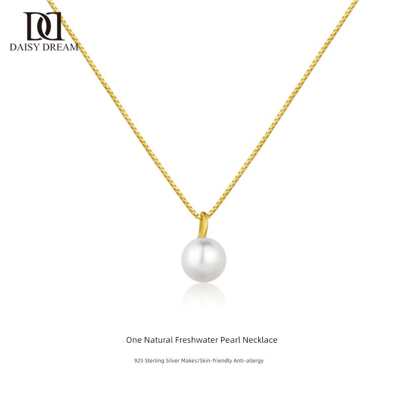ins   925 Sterling Silver Necklace female natural freshwater Pearl