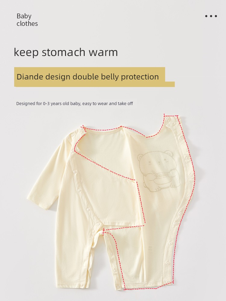 Spring & Fall Thin Clothes for Babies Summer Air Conditioning Room Clothes Pure Cotton Double Layer Bellyband Boneless Pajamas Close-Fitting Intimates — 3