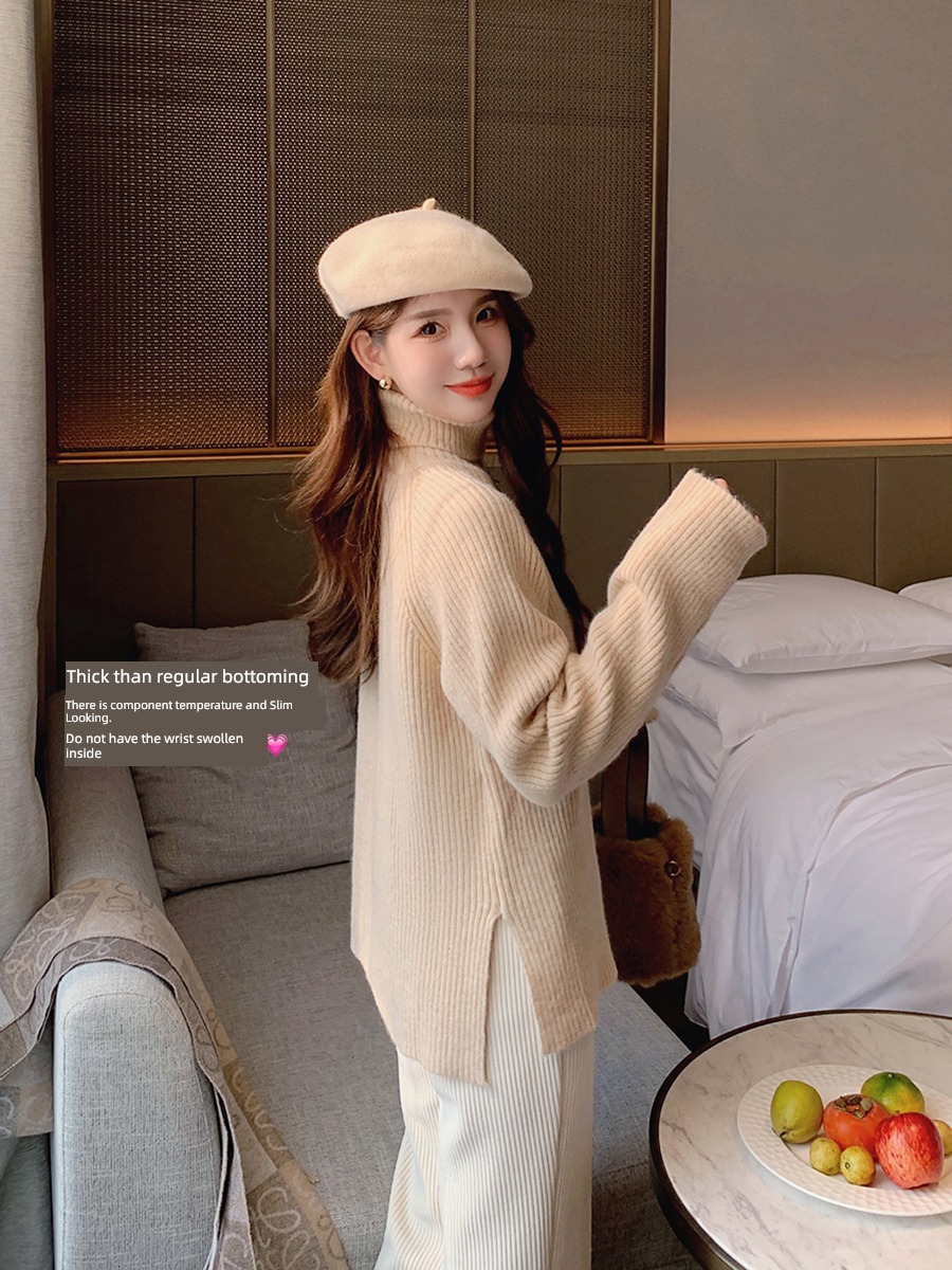 Island song lady Inner lap Autumn and winter easy High collar sweater