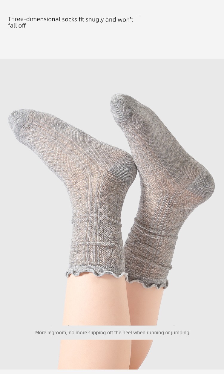 Girls' Socks, Summer Thin Silk Mesh Socks, Kidsren's Breathable Pile Socks, Girls' Lace Princess Mid-Calf Socks — 16
