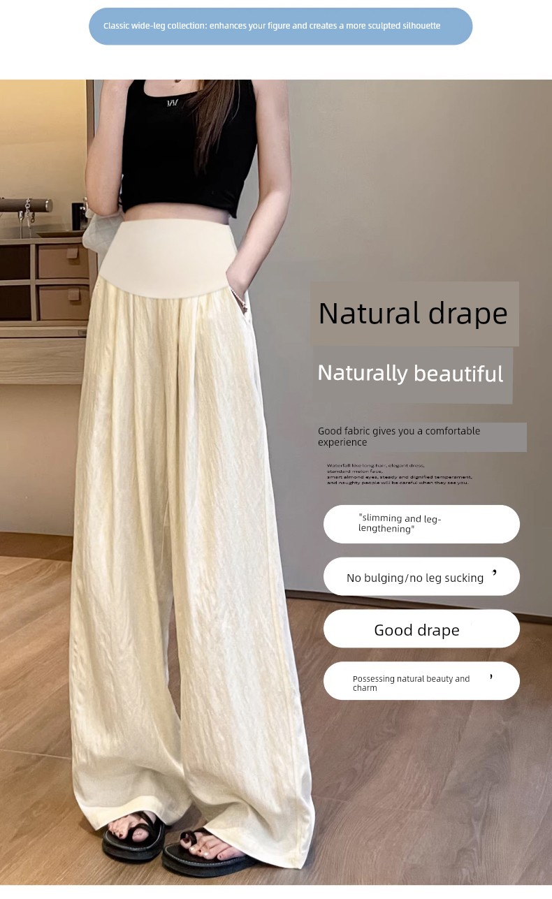 Maternity Pants Summer Thin Style Wide-Leg Pants for Outerwear 2026 New Model That Doesn'T Squeeze the Belly during Pregnancy Yamamoto Pants Summer — 5