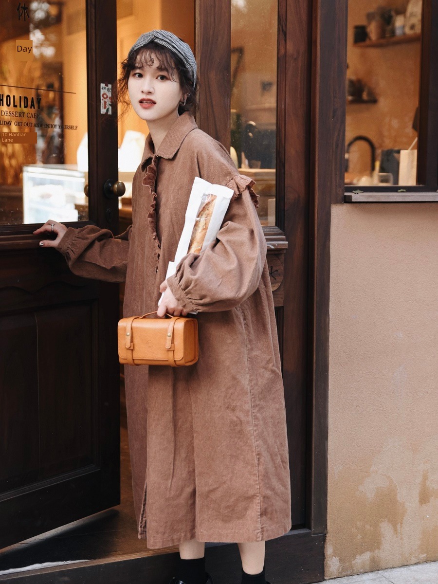 literature corduroy Doll skirt Mori Autumn and winter lace